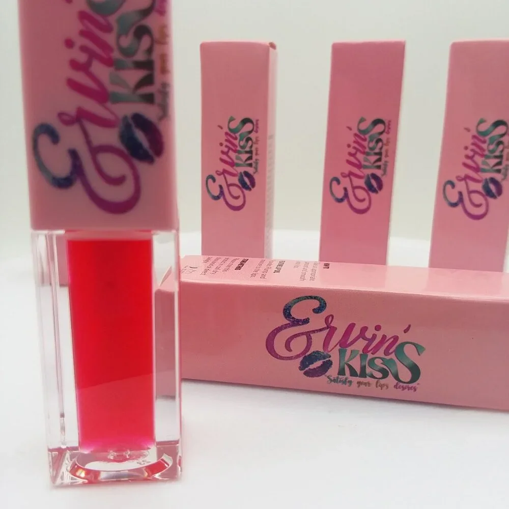 Lip Gloss 5 Flavors Erwin's Kiss Plumping Shine Sexy Glam Free Gift Strawberry